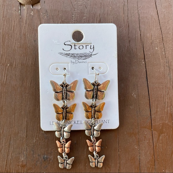 Butterfly Drop Dangle Earrings - Picture 10 of 12